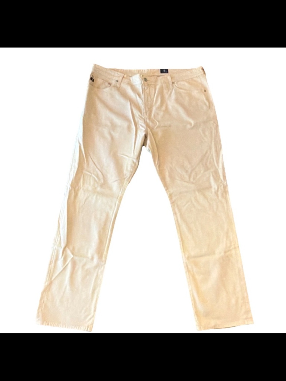 Ag Adriano Goldschmied Men's Light Beige Straight-Leg Chinos